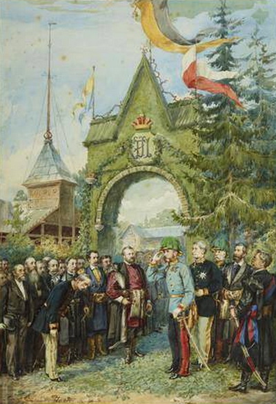 Українські барви над Школою лісового господарства у Львові, 1880 р.