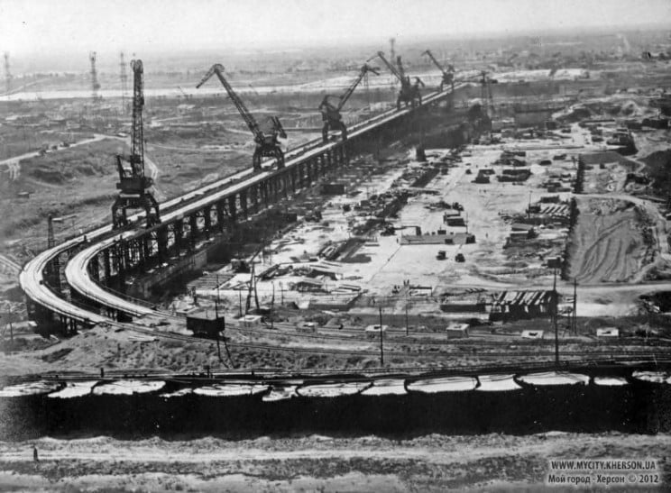 Будівництво Каховської ГЕС. 1955 рік
