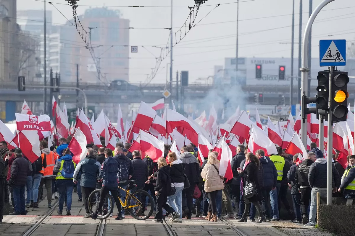 У центрі Варшави фермери влаштували акцію протесту