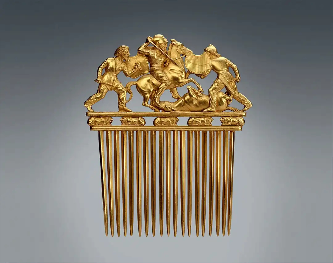 Scythian comb with a battle scene from the Solokha kurgan in Ukraine