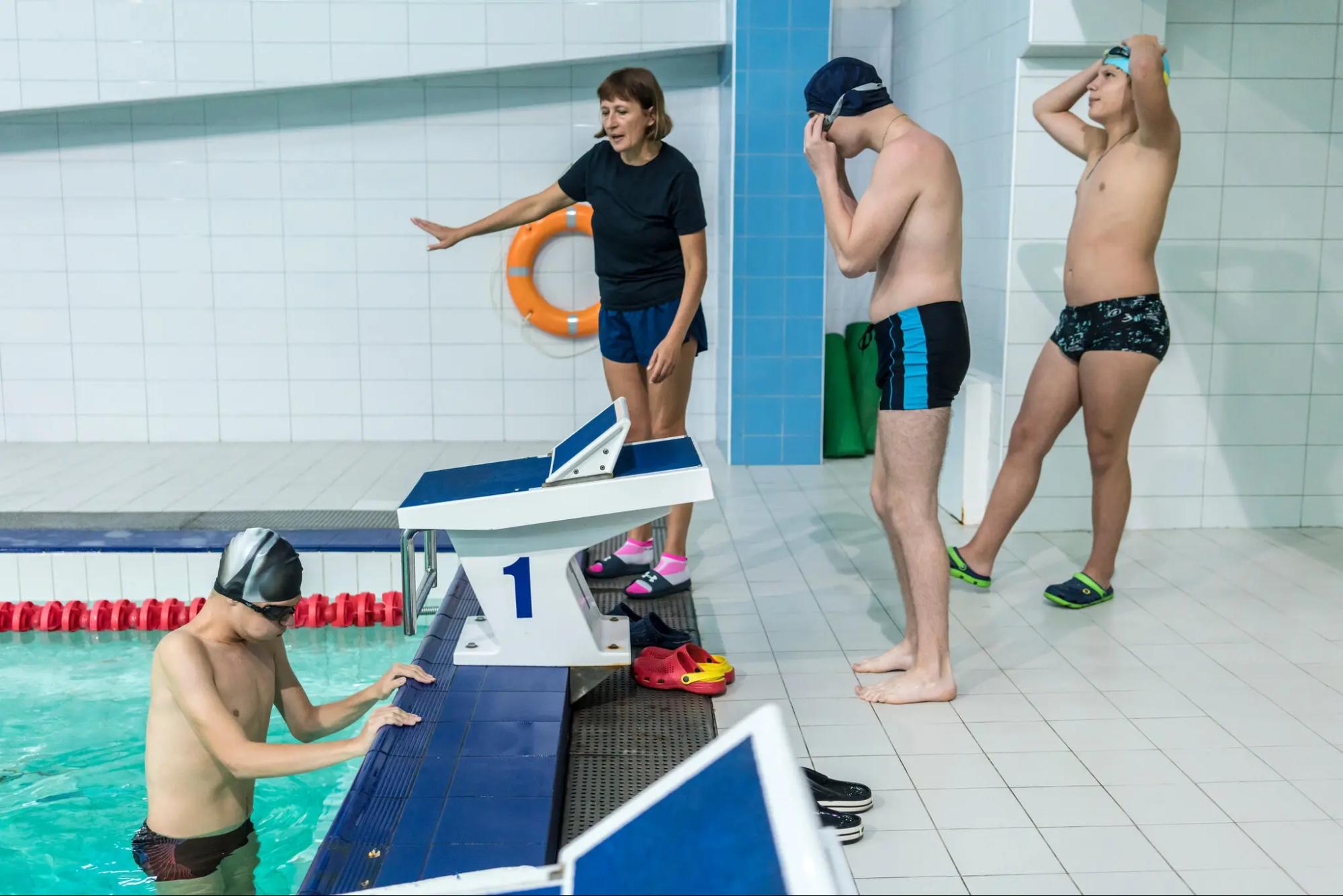 Paris 2024 Paralympics: Trainer Anzhela Stelmakh leads an Invasport swimming class in the town of Brovary, Ukraine