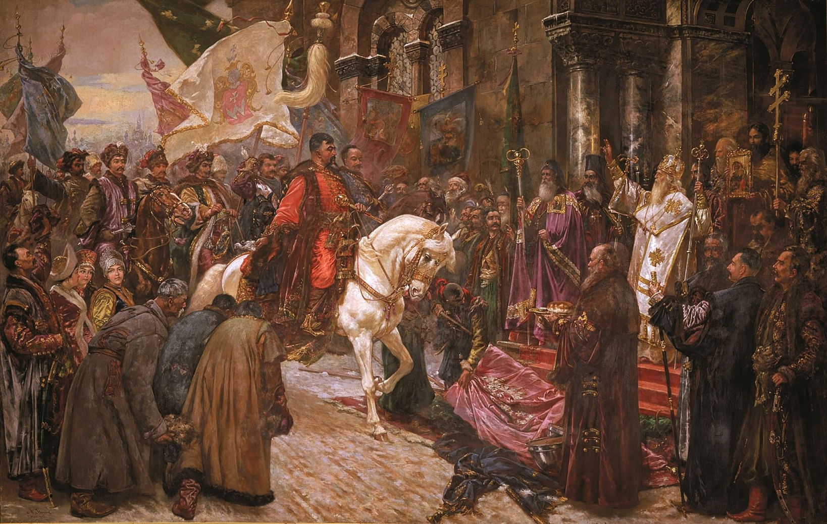 The painting, Entry of Bohdan Khmelnytskyi to Kyiv in 1649, by Mykola Ivasiuk