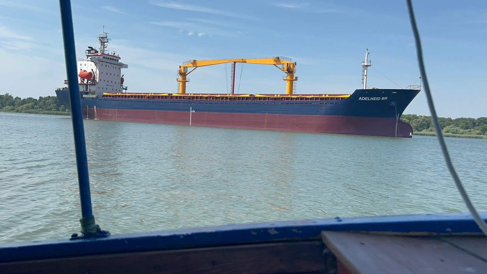 Water discharge from the cargo ship at the Danube mouth