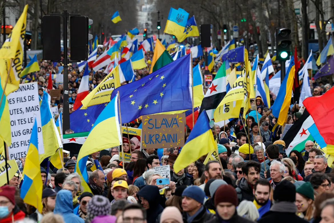 A rally in Paris in support of Ukraine