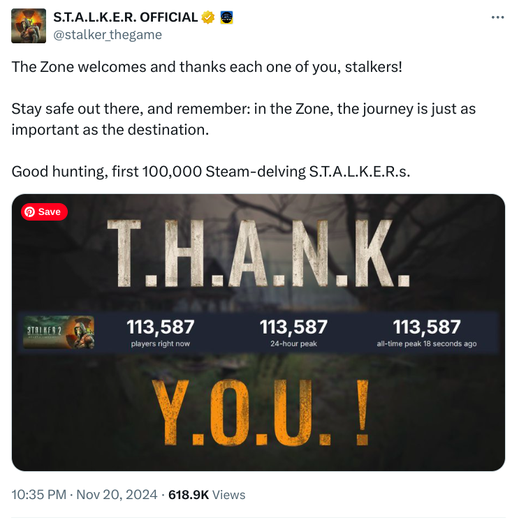 S.T.A.L.K.E.R. 2 facts: Developers thanked all gamers for downloading and playing the game.