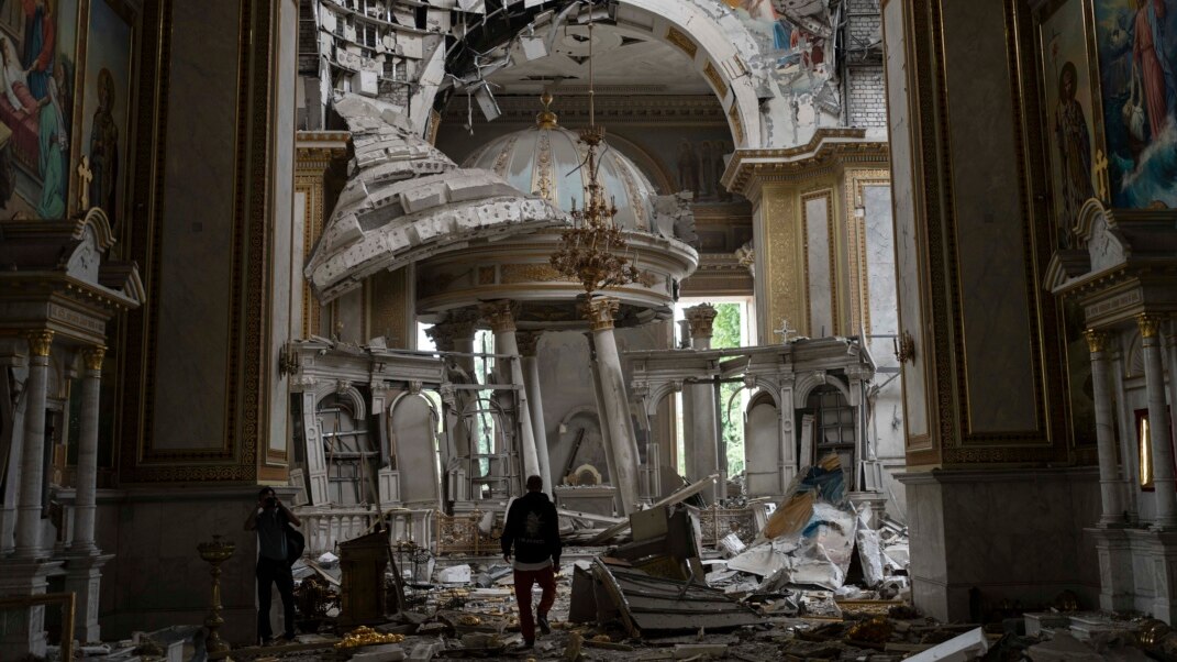 Ukraine 2024 Recap: The damaged Transfiguration Cathedral in Odesa on June 23, 2024