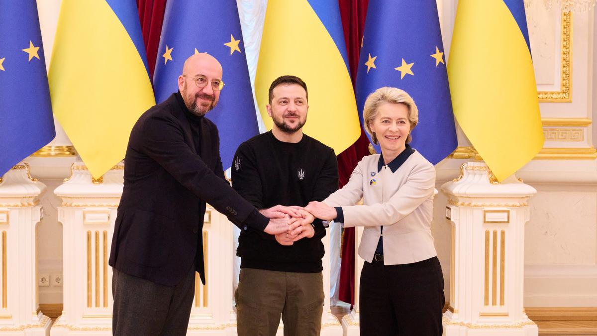 Ukrainian President Volodymyr Zelensky welcomed the President of the European Council, Charles Michel, and European Commission President Ursula von der Leyen in Kyiv.