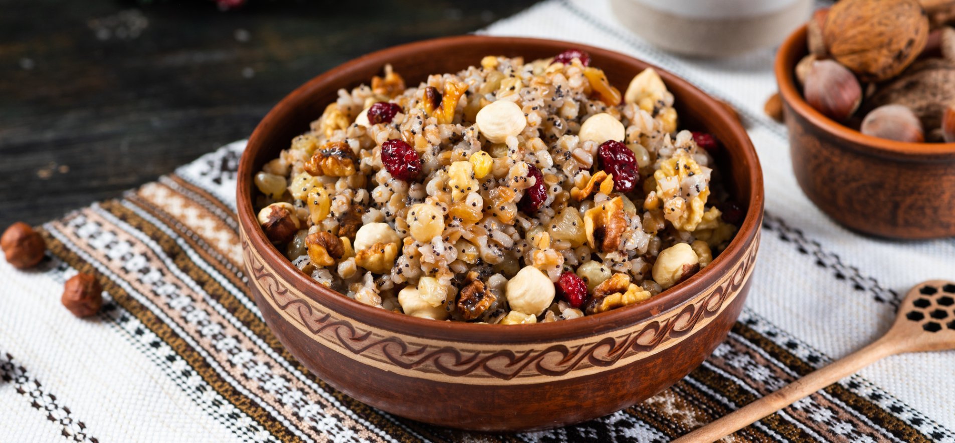 The ceremonial Ukrainian dish kutia is served during the Christmas Eve dinner