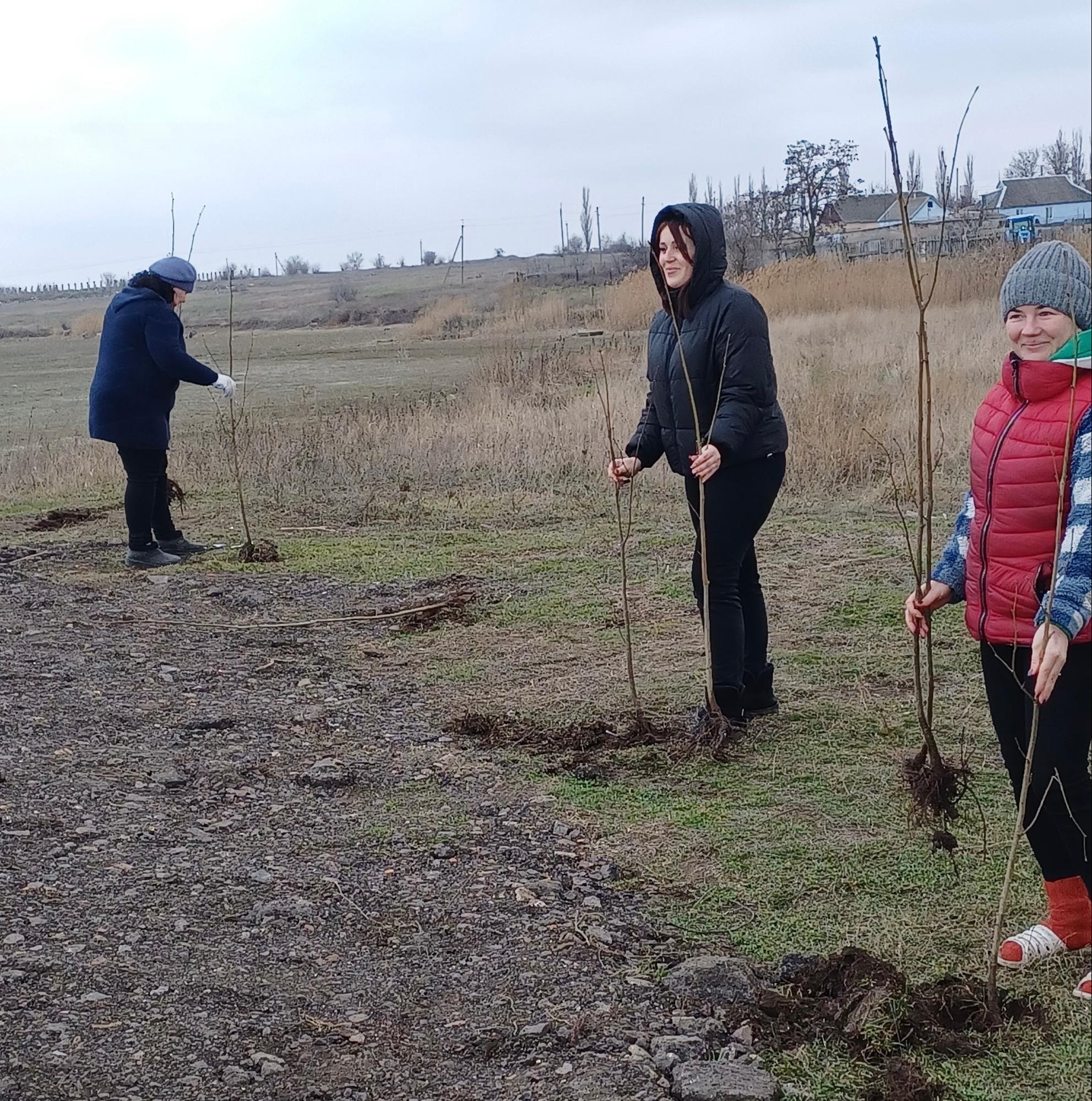 Висадка рослин біля колодязя у селі Новопетрівка