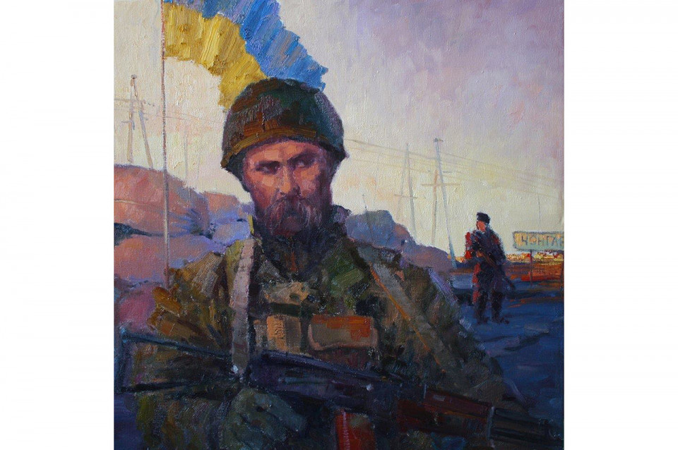 The painting Mobilization (2015) by contemporary Ukrainian artist Yurii Shapoval portrays Taras Shevchenko in the Ukrainian army uniform