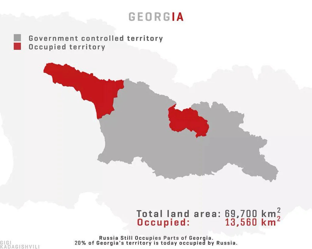 The map of Georgian territories occupied by Russia